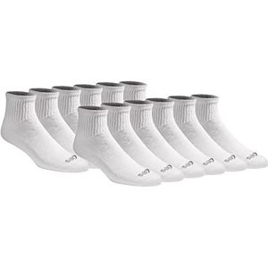 Dickies Men's Dri-tech Moisture Control Quarter Socks Multipack, Solid White (12 Pairs), Shoe Size: 12-15