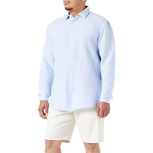Seidensticker Men's Shaped Fit shirt met lange mouwen, blauw, 45, blauw