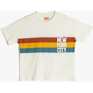 Koton Babyboys T-shirt met korte mouwen en ronde hals, bedrukt katoen, ecru(010), 18-24 Maanden