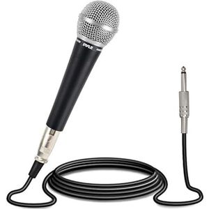 Pyle Microfoon, Cardioïde Dynamische Microfoon- Bewegingspoel Unidirectioneel -Karaokemicrofoon- Handmicrofoon- Inclusief 4,5 meter XLR Audiokabel naar 6,35mm Audio Aansluiting