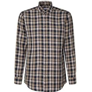 Seidensticker Zakelijk overhemd voor heren, regular fit, zacht, kent-kraag, lange mouwen, 100% linnen, donkerblauw, 40