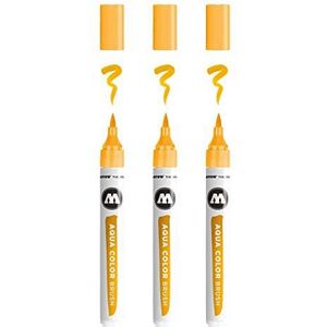 Molotow Aqua Color Brush (Brush Pen Marker op waterbasis, penseel punt voor aquarellen en handlettering) 3 stuks kleur 041 licht oranje
