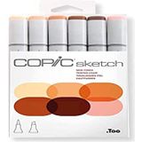 COPIC Sketch Marker Set ""Portrait"" met 6 kleuren, professionele penseelstiften op alcoholbasis met een flexibele en een medium brede punt.