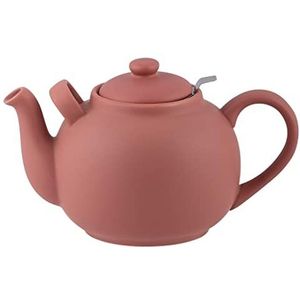 PLINT Simple & Stylish Ceramic Teapot, Globe Teapot with Stainless Steel Strainer, Ceramic Teapot for up to 10 cups, 2500 ml Ceramic Teapot, Flowering Tea Pot, TeaPot for Blooming Tea, Terracotta rose