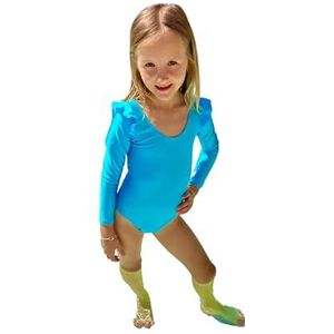 Haute pression Eendelig badpak met lange mouwen, effen, turquoise, neonkleuren, babymeisjes, Neon Turkoois, 24 Maanden