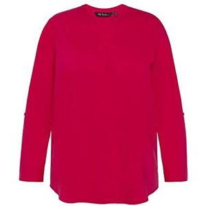 Ulla Popken Dames vouwblouse, magentapink, regular, Magentapink., 46/48