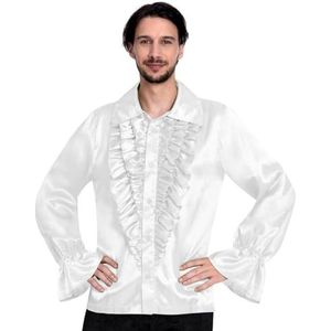 (PKT) (9907021) Volwassen Heren Satijn Shirt Wit (Standaard)