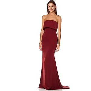 Blaze Strapless Maxi Dress With Overlay, Burgundy, EU 34