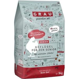 GRAU - het origineel - Droogvoer voor honden - Senior - Gevogelte, 1 verpakking (1 x 3 kg), glutenvrij, voor gevoelige oudere honden