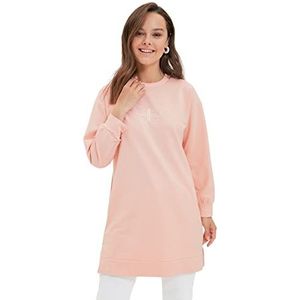 Trendyol Dames bescheiden reguliere basic ronde hals gebreide bescheiden sweatshirts, Zalm, L