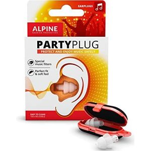 Alpine PartyPlug Oordoppen voor feesten, muziek, festivals, disco en concerten - Voorkomt gehoorschade - Hoge muziekkwaliteit - Hypoallergeen materiaal - Herbruikbaar - Transparant