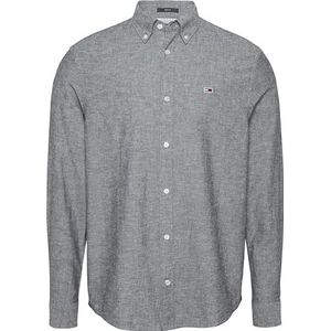 Tommy Jeans Heren TJM REG LINNEN BLEND LS SHIRT EXT L/S Shirt, blauw, S, Blauw (Donker Nacht Marine), S