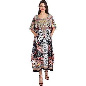 Miss Lavish London Dames kaftans kimono maxi-stijl jurken, S-3XL, normale tot grote maten kaftans, 133-zwart, 3XL