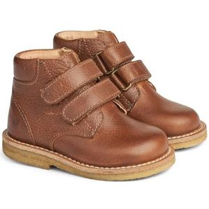 Wheat Unisex kinderschoenen wieler winterschoen klittenband baby peuters maten jongens en meisjes 100% leer ademend loopschoen, 9002 cognac, 24 EU