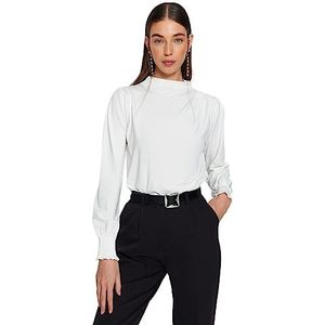 Trendyol Rechte damesblouse met lange mouwen, ecru, M