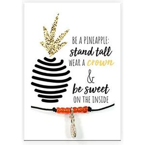 Pracht Creatives Hobby 6014-08055 – armband met ananas hanger en kaart met bijpassend gezegde, ideaal als kleine attentie of als cadeau, voor je geliefde, vrienden en familie.
