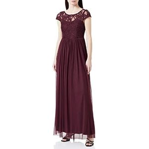 Vila Dames Viulricana S/S V-hals Maxi Dress/Bm/Dc jurk, Winetasting, 40