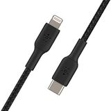 Belkin gevlochten USB-C/Lightning-kabel (iPhone-snellaadkabel voor iPhone 14 en ouder) Boost Charge MFi-gecertificeerde iPhone USB-C-kabel(2 m, zwart)