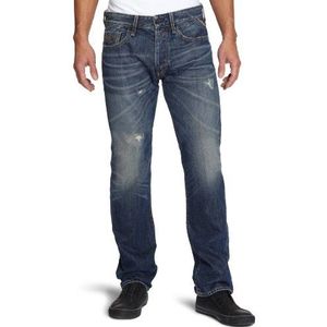 REPLAY Heren Straight Leg, Jeans voor heren, maat 29, blauw (used - Bleu Foncé), blauw (Used - Bleu Foncé)