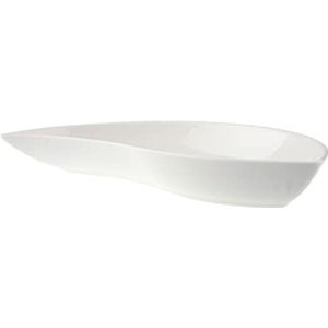 Villeroy en Boch NewWave Move gebogen schaal, porseleinen schaal, met druppelvormige vorm, vaatwasser- en magnetronbestendig, wit, 28 x 15 cm