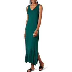 Amazon Essentials Dames Jersey V-hals Tank Maxi Lengte Jurk, Donkergroen, Small