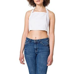 NA-KD Dames Halterneck getailleerd topshirt, Wit, 62