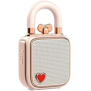 divoom Love-Lock Bluetooth-luidspreker, kleine draagbare muziekbox, draadloze stereo koppeling, retro soundbox, leuke desktopdecoratie, voor meisjes, roze