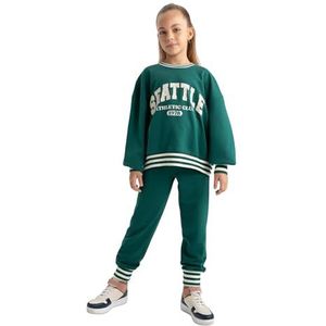 DeFacto Meisjesbroek met gebreide onderkant, groen, 8-9 Jaren