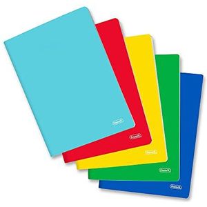 Favorit Notitieboeken A4, eenkleurig deksel, 5 stuks, liniatuur 4 mm, papier 80 g/m², rood, geel, blauw, groen, turquoise