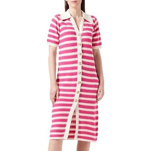 Y.A.S Yascroc Ss Midi Knit Dress Noos, Berk/Stripes: framboos Rose, XXL