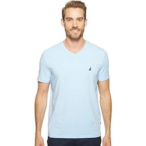 Nautica Heren T-shirt met korte mouwen Solid Slim Fit V-hals, Middag Blauw, M