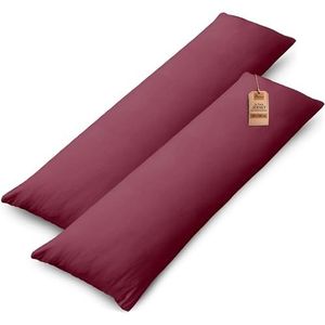 NatureMark 2-pack jersey kussensloop kussenslopen zijslaper hoofdkussen nekkussen vele maten en kleuren OEKO-TEX (40 x 145 cm (zijslaper / zoogkussensloop), Bordeaux rood)