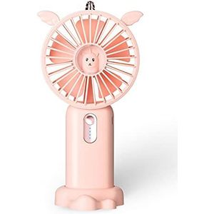 Rawrr Mini-handventilator, draagbare ventilatoren, USB met oplaadbare batterij, met bureaubasis, standfunctie, voor kantoor, thuis, reizen (roze)