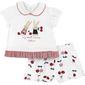 Chicco 2-Delige Set Van T-Shirt En Korte Broek (1) baby-meisjes, Bianco, 9M, Design in Italië