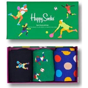 Happy Socks 3-Pack Sports Socks Set, kleurrijke en leuke, Sokken voor Dames en Heren, Groen (36-40)