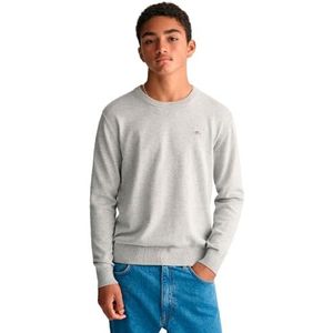 GANT Unisex Kids Shield Classic Cotton C-Neck Pullover, lichtgrijs gem., 170