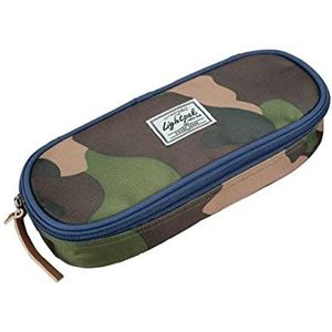 Lightpak 46141 - schrijfinstrumentetui WILD CHILD, etui in camouflage blauw, pennenetui van polyester, etui met groot hoofdvak en 4 elastische banden, pennenetui ca. 9,5 × 23,5 × 5 cm