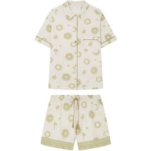 Women'Secret pyjama met korte mouwen voor dames, groene print, S