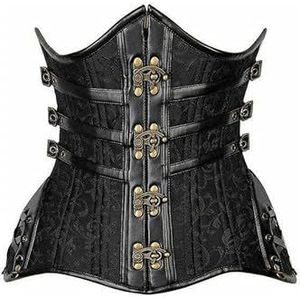 Daisy corsets Dames Curvy Steampunk Staal Dubbele Boned Onder Buste Korset, Zwart, 3X