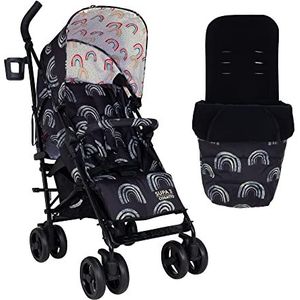 Cosatto Supa 3 kinderwagen met voetenzak - lichtgewicht wandelwagen van geboorte tot 25 kg - eenvoudig, compact, parapluvouw, grote winkelmand, voetenzak, nachtregenboog