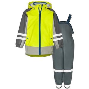 Playshoes Regenset, tweedelige 3-in-1 regenjas en regenbroek, fleecevoering, 3-in-1 geel-grijze fleece, 140 cm