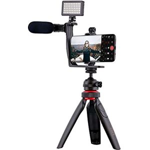 T'nB TnB Vlogger Vlogger accessoireset statief, smartphone-houder, microfoon, LED-flitser en Bluetooth-afstandsbedieningen