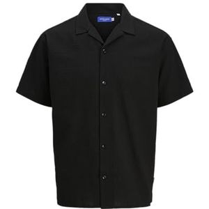 Jorluke Seersucker Resort Shirt Ss, zwart, M