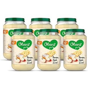 Olvarit Banaan Appel Yoghurt - fruithapje voor baby's vanaf 6+ maanden - 6x200 gram babyvoeding in een fruitpotje
