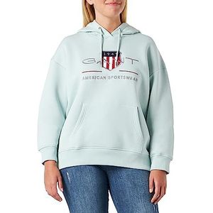 GANT REL Archive Shield Hoodie voor dames, Dusty Turquoise, standaard, Dusty Turquoise, L