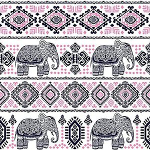 Homemania Elephant Life geometrische decoratie voor huis, entreemat, antislip, voor hal, keuken, slaapkamer, woonkamer, meerkleurig, van polyester, katoen, 80 x 200 cm