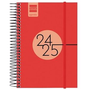 Finocam - Kalender Spir 2024 2025 1 dag pagina september 2024 - augustus 2025 (12 maanden) rood Spaans