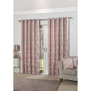 Emma Barclay Vlinder Meadow-Lined Oogje Jacquard Gordijnen in Blush Pink-Breedte 46 x Drop 54"" (116 x 137cm), 100% Polyester, B 54