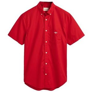 GANT Reg Poplin Ss Shirt voor heren, klassiek shirt met korte mouwen, robijnrood, L