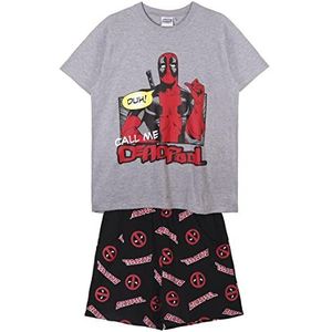 CERDÁ LIFE'S LITTLE MOMENTS Deadpool-heren, 100% katoen, 2-delig, T-shirt + broek, officieel Marvel-gelicentieerd product, grijs, volwassenen